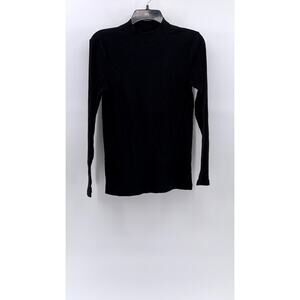 MUJI Women's Black Ribbed High-Neck Long Sleeve Top SZ M